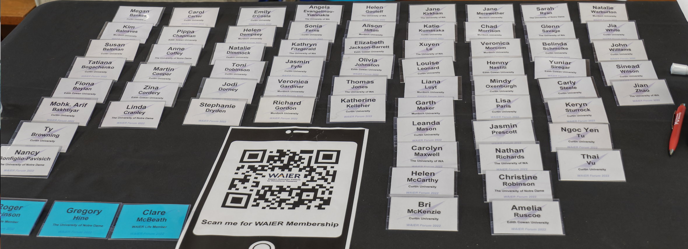 Photo: Name badge table